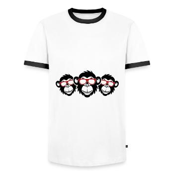 Monkey Head Funny Party Monkey - Men's Ringer Shirt - white/black - Front - AI Model Female 172 light (172cm) & AI Model Male 178 dark (178cm)