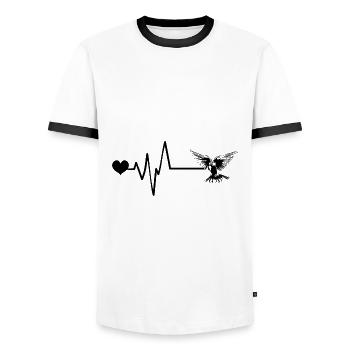 Colombe, Pouls, Paix, Coeur, Amour - T-shirt contrasté Homme - blanc/noir - Devant - AI Model Female 172 light (172cm) & AI Model Male 178 dark (178cm)