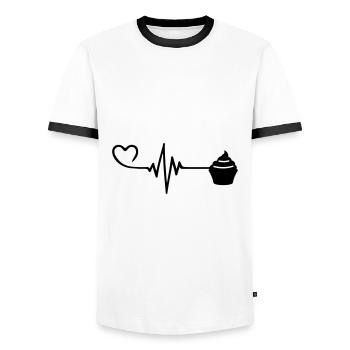 Muffin Pulse Heart Love - T-shirt contrasté Homme - blanc/noir - Devant - AI Model Female 172 light (172cm) & AI Model Male 178 dark (178cm)