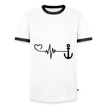 Cœur d’ancrage Pulse - T-shirt contrasté Homme - blanc/noir - Devant - AI Model Female 172 light (172cm) & AI Model Male 178 dark (178cm)