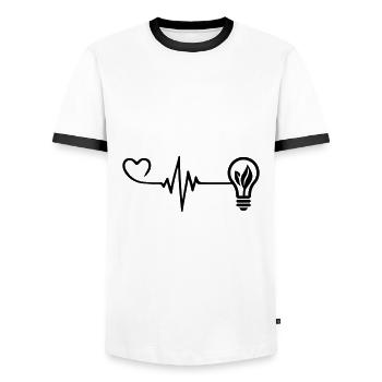 Light Bulb Pulse Heart Love - Men's Ringer Shirt - white/black - Front - AI Model Female 172 light (172cm) & AI Model Male 178 dark (178cm)