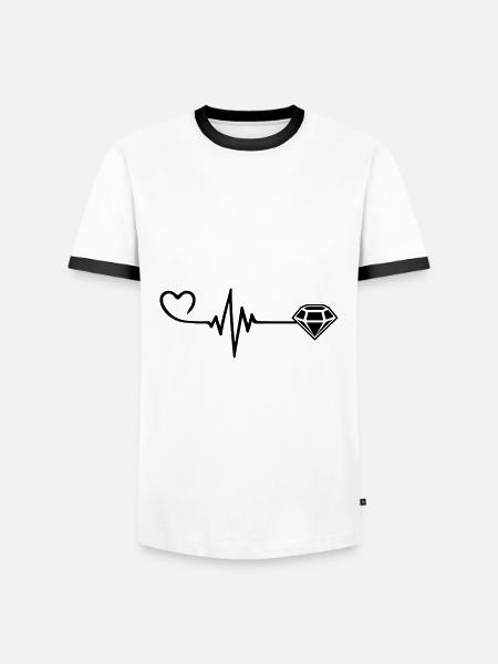 Diamond Pulse Heart Love - Men's Ringer Shirt - white/black