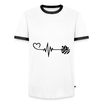 Farm Pulse Heart Love - Men's Ringer Shirt - white/black - Front - AI Model Female 172 light (172cm) & AI Model Male 178 dark (178cm)
