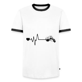Pulse de battement de cœur de steak - T-shirt contrasté Homme - blanc/noir - Devant - AI Model Female 172 light (172cm) & AI Model Male 178 dark (178cm)