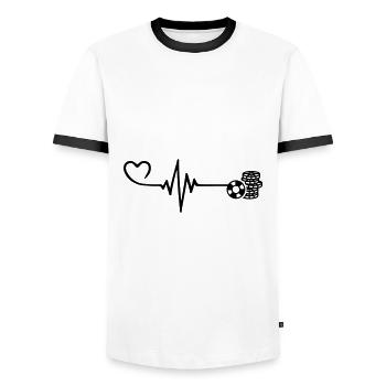 Poker chip pulse heart love - T-shirt contrasté Homme - blanc/noir - Devant - AI Model Female 172 light (172cm) & AI Model Male 178 dark (178cm)