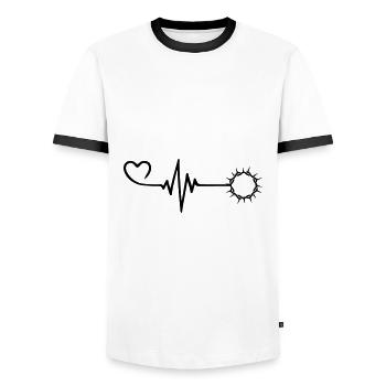 Crown of Thorns Jesus Pulse Heart Love - Men's Ringer Shirt - white/black - Front - AI Model Female 172 light (172cm) & AI Model Male 178 dark (178cm)