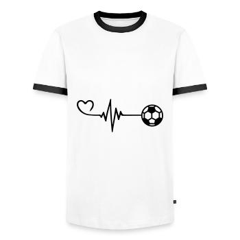 Fußball Herz Puls Herzschlag - Männer Kontrast-T-Shirt - Weiß/Schwarz - Vorne - AI Model Female 172 light (172cm) & AI Model Male 178 dark (178cm)