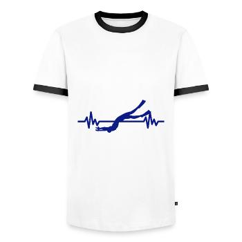 Herzschlag Schwimmer - Taucher Wassersport Athlet - Männer Kontrast-T-Shirt - Weiß/Schwarz - Vorne - AI Model Female 172 light (172cm) & AI Model Male 178 dark (178cm)