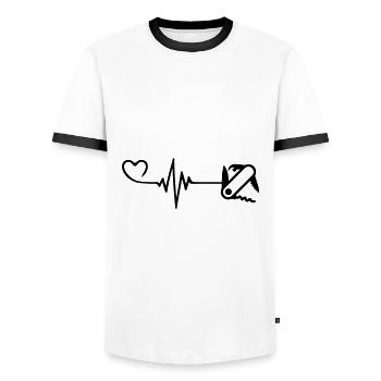 Pocket Knife Love Pulse Heart - Men's Ringer Shirt - white/black - Front - AI Model Female 172 light (172cm) & AI Model Male 178 dark (178cm)
