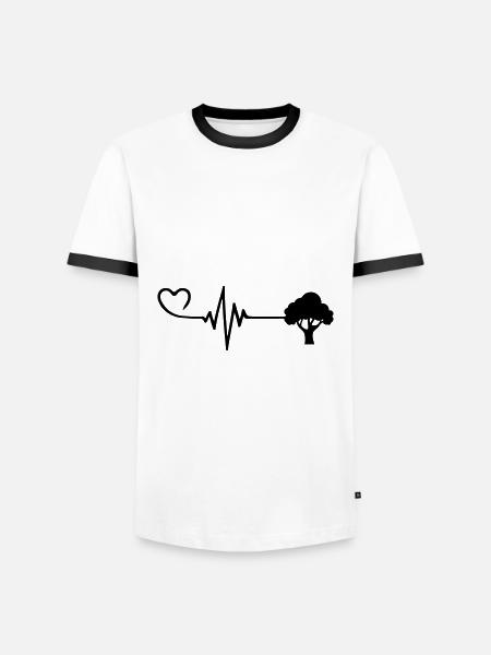 Tree Pulse Heart Love - Men's Ringer Shirt - white/black