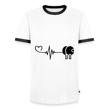 Table Tennis Ping Pong Heart Pulse - Men's Ringer Shirt - white/black - Front - AI Model Female 172 light (172cm) & AI Model Male 178 dark (178cm)