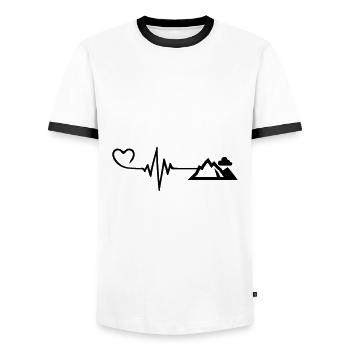 Mountains Pulse Heart - Men's Ringer Shirt - white/black - Front - AI Model Female 172 light (172cm) & AI Model Male 178 dark (178cm)
