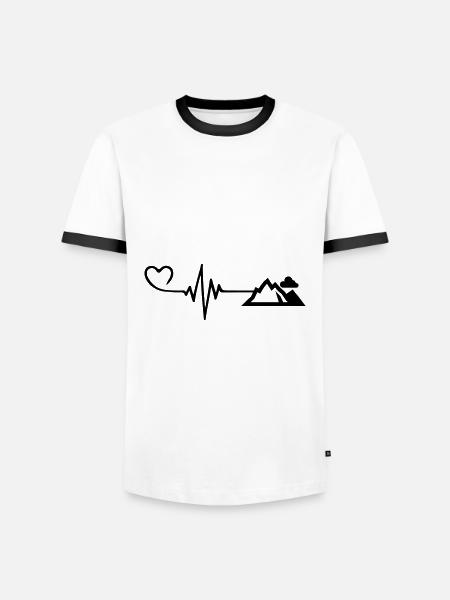 Mountains Pulse Heart - Men's Ringer Shirt - white/black
