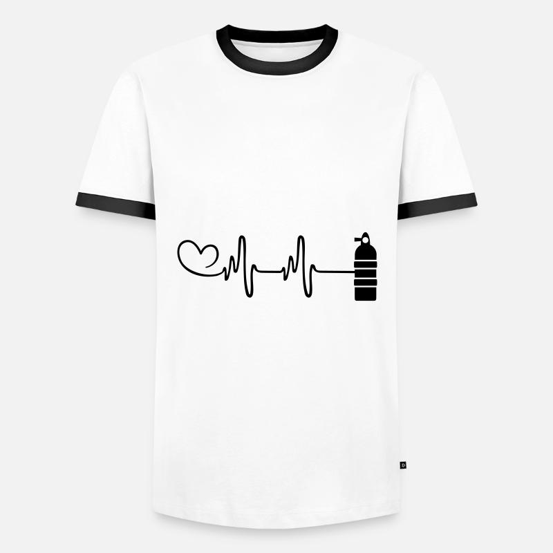 Sauerstoff Tauchen puls herz - Männer Kontrast-T-Shirt - Weiß/Schwarz
