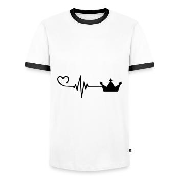 Krone icon Liebe Puls Herz - Männer Kontrast-T-Shirt - Weiß/Schwarz - Vorne - AI Model Female 172 light (172cm) & AI Model Male 178 dark (178cm)