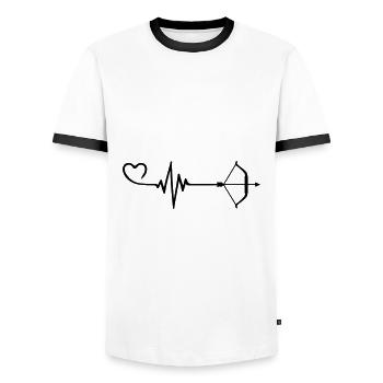 Pfeil und Bogen Liebe Puls Herz - Männer Kontrast-T-Shirt - Weiß/Schwarz - Vorne - AI Model Female 172 light (172cm) & AI Model Male 178 dark (178cm)