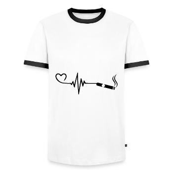 Cigar Pulse Heart Love - Men's Ringer Shirt - white/black - Front - AI Model Female 172 light (172cm) & AI Model Male 178 dark (178cm)