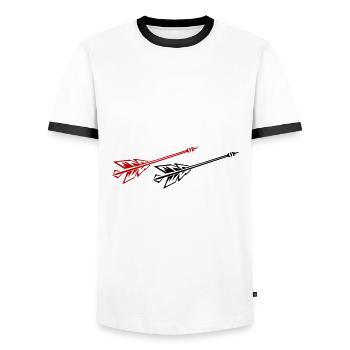Symbole de fléchettes de l'équipe de fléchettes - T-shirt contrasté Homme - blanc/noir - Devant - AI Model Female 172 light (172cm) & AI Model Male 178 dark (178cm)