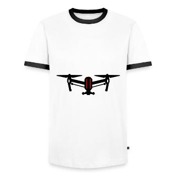 Drone Icon Symbol - Men's Ringer Shirt - white/black - Front - AI Model Female 172 light (172cm) & AI Model Male 178 dark (178cm)