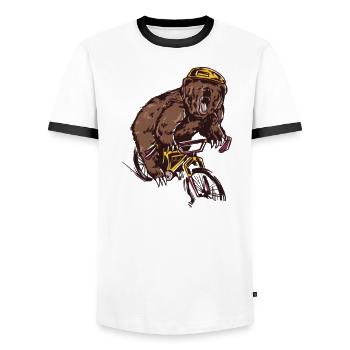 Biking - Men's Ringer Shirt - white/black - Front - AI Model Female 172 light (172cm) & AI Model Male 178 dark (178cm)