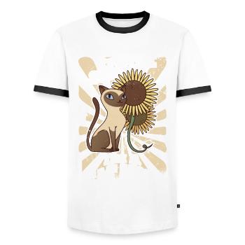 Maman chat - T-shirt contrasté Homme - blanc/noir - Devant - AI Model Female 172 light (172cm) & AI Model Male 178 dark (178cm)
