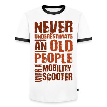 An Old People With A Mobility Scooter - Männer Kontrast-T-Shirt - Weiß/Schwarz - Vorne - AI Model Female 172 light (172cm) & AI Model Male 178 dark (178cm)
