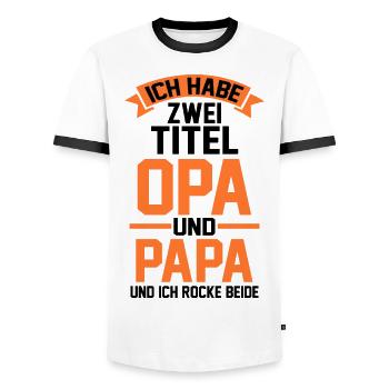 Ich Habe Zwei Titel Opa Und Papa - Männer Kontrast-T-Shirt - Weiß/Schwarz - Vorne - AI Model Female 172 light (172cm) & AI Model Male 178 dark (178cm)
