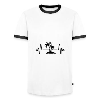 palme island pulse - Men's Ringer Shirt - white/black - Front - AI Model Female 172 light (172cm) & AI Model Male 178 dark (178cm)
