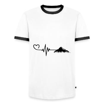 Mountain heartbeat - Men's Ringer Shirt - white/black - Front - AI Model Female 172 light (172cm) & AI Model Male 178 dark (178cm)