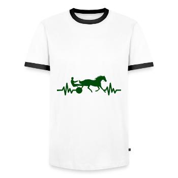 Heartbeat - Étalon Cheval Jument Ross Equestrian - T-shirt contrasté Homme - blanc/noir - Devant - AI Model Female 172 light (172cm) & AI Model Male 178 dark (178cm)