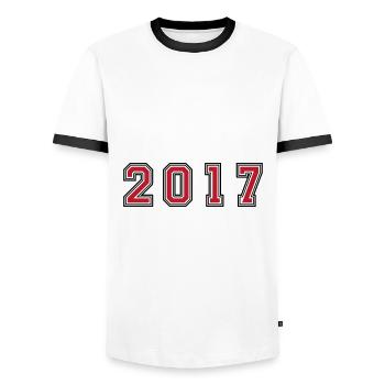 2017 Jahr Zahl - Männer Kontrast-T-Shirt - Weiß/Schwarz - Vorne - AI Model Female 172 light (172cm) & AI Model Male 178 dark (178cm)