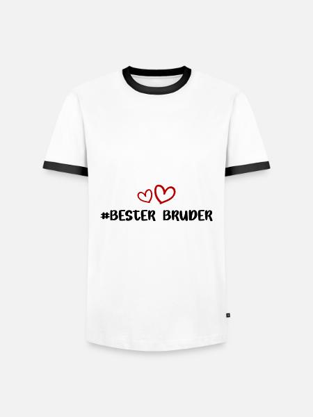 Bester Bruder Herz Liebe - Männer Kontrast-T-Shirt - Weiß/Schwarz