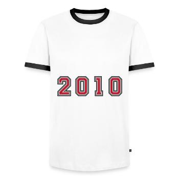 Numéro de l’année 2010 - T-shirt contrasté Homme - blanc/noir - Devant - AI Model Female 172 light (172cm) & AI Model Male 178 dark (178cm)