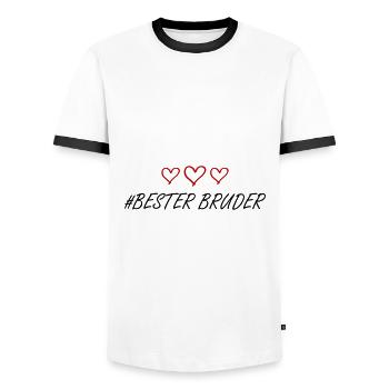 Best Brother Heart Love - Men's Ringer Shirt - white/black - Front - AI Model Female 172 light (172cm) & AI Model Male 178 dark (178cm)