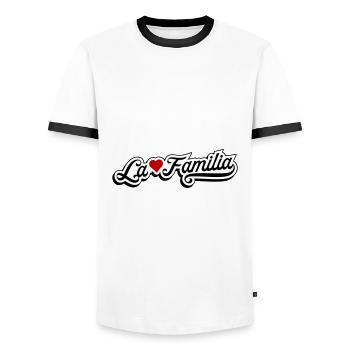 La Familia - T-shirt contrasté Homme - blanc/noir - Devant - AI Model Female 172 light (172cm) & AI Model Male 178 dark (178cm)