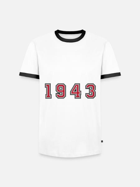 1943 year number - Men's Ringer Shirt - white/black