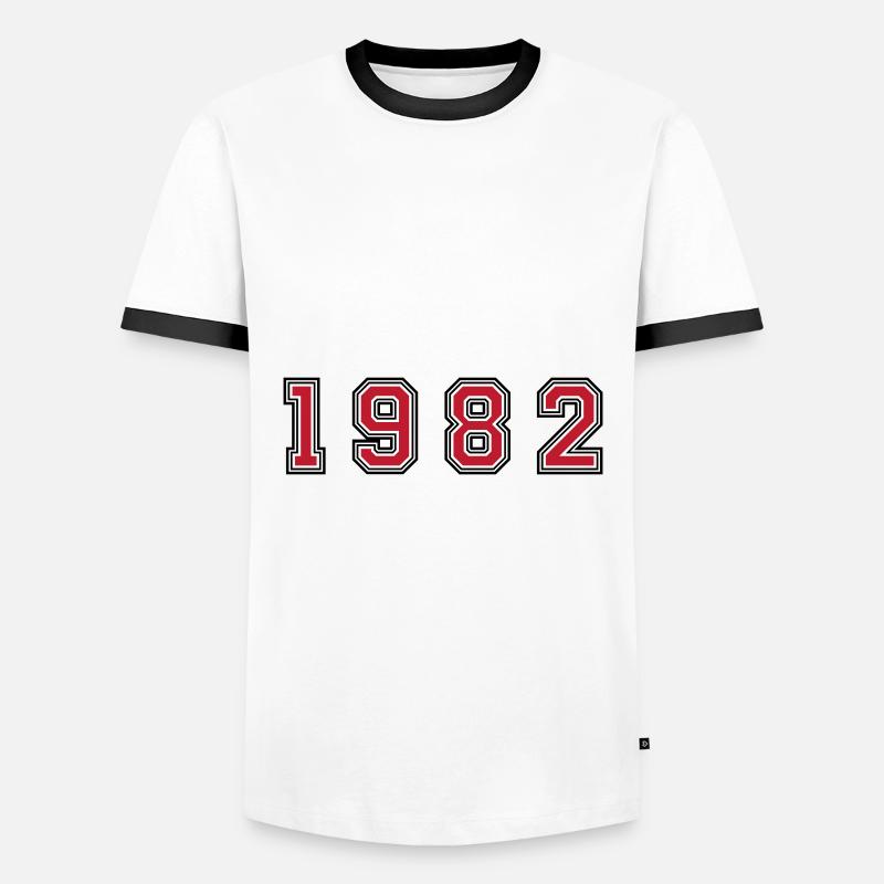 1982 year number - Men's Ringer Shirt - white/black
