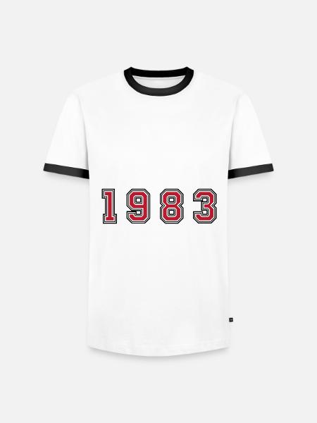 1983 year number - Men's Ringer Shirt - white/black