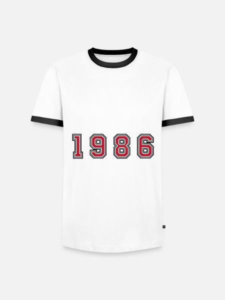 Numéro de l’année 1986 - T-shirt contrasté Homme - blanc/noir