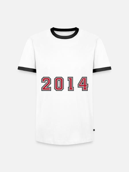 2014 year number - Men's Ringer Shirt - white/black