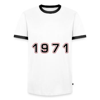 1971 Jahr Zahl - Männer Kontrast-T-Shirt - Weiß/Schwarz - Vorne - AI Model Female 172 light (172cm) & AI Model Male 178 dark (178cm)