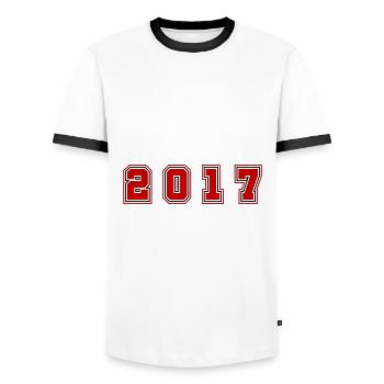 2017 Jahr Zahl - Männer Kontrast-T-Shirt - Weiß/Schwarz - Vorne - AI Model Female 172 light (172cm) & AI Model Male 178 dark (178cm)