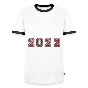 Numéro de l’année 2022 - T-shirt contrasté Homme - blanc/noir - Devant - AI Model Female 172 light (172cm) & AI Model Male 178 dark (178cm)