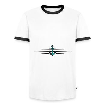 Icône d’ancrage - T-shirt contrasté Homme - blanc/noir - Devant - AI Model Female 172 light (172cm) & AI Model Male 178 dark (178cm)