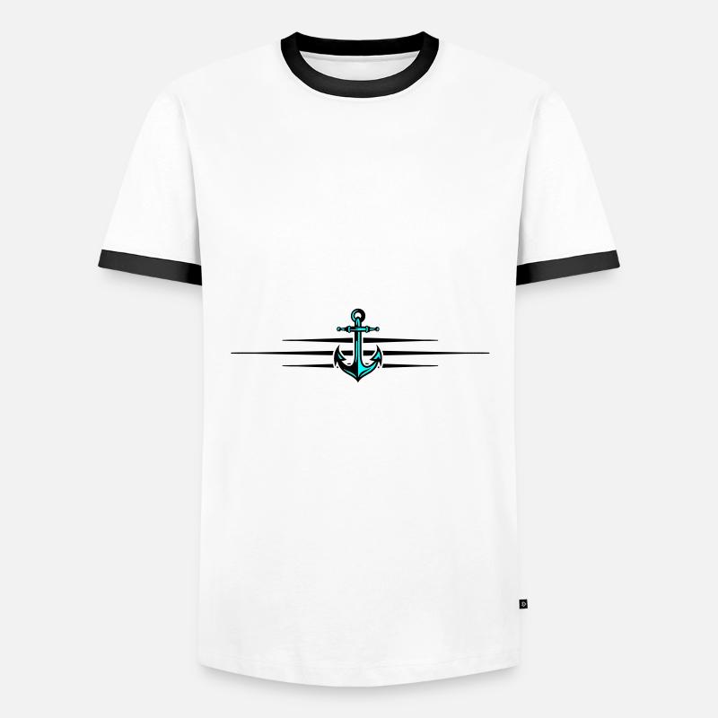 Anker Icon - Männer Kontrast-T-Shirt - Weiß/Schwarz