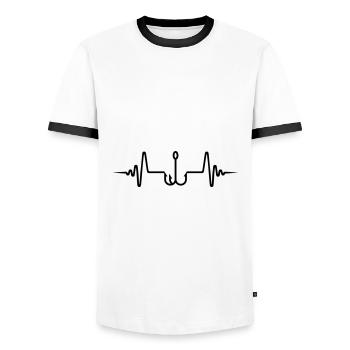 Pouls de pêcheur à la ligne - T-shirt contrasté Homme - blanc/noir - Devant - AI Model Female 172 light (172cm) & AI Model Male 178 dark (178cm)