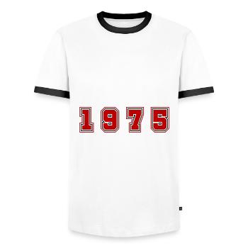 1975 Jahr Zahl - Männer Kontrast-T-Shirt - Weiß/Schwarz - Vorne - AI Model Female 172 light (172cm) & AI Model Male 178 dark (178cm)