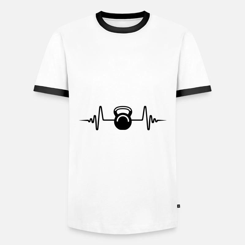 Dumbbell weight pulse - Men's Ringer Shirt - white/black