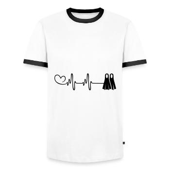 Diving fins pulse heart - Men's Ringer Shirt - white/black - Front - AI Model Female 172 light (172cm) & AI Model Male 178 dark (178cm)
