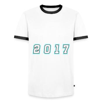 2017 Jahr Zahl - Männer Kontrast-T-Shirt - Weiß/Schwarz - Vorne - AI Model Female 172 light (172cm) & AI Model Male 178 dark (178cm)